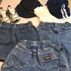 Boys shorts, jeans, hats, sneakers, socks.